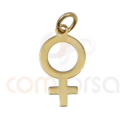 Sterling silver 925 gold-plated female symbol pendant 9x7mm
