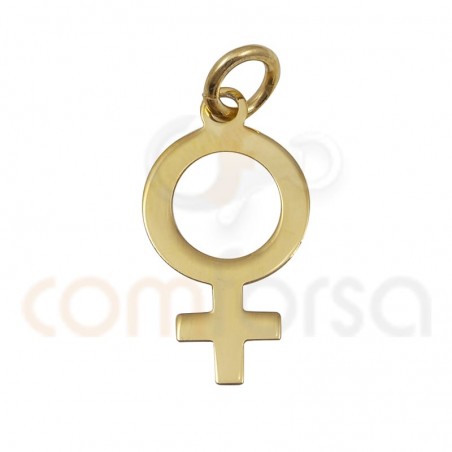 Colgante símbolo mujer 9 x 7mm plata 925 chapada en oro