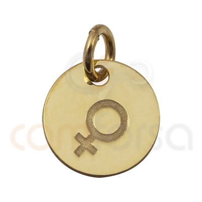 Chapa símbolo mujer 11 mm plata 925 chapada en oro