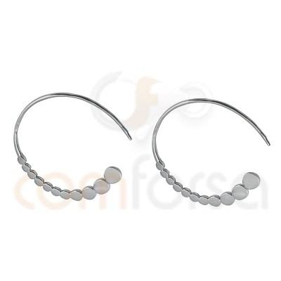 Sterling silver 925 hoop earrings with flat circles 22 mm