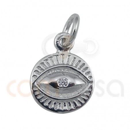 Sterling silver 925 gold-plated turkish eye pendant with zirconia 9 mm
