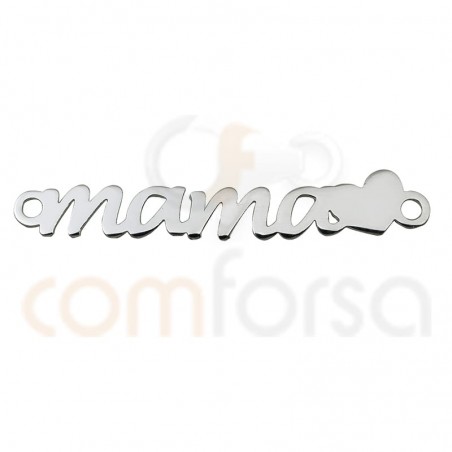 Gold plated sterling silver connector "mama" with heart 25 mm