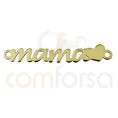 Gold plated sterling silver connector "mama" with heart 25 mm