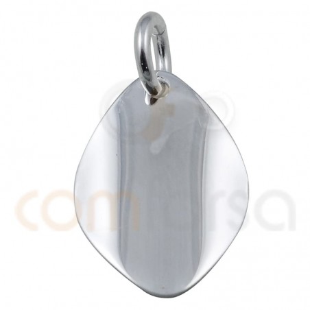 Sterling silver 925 gold plated Smooth oval rhombus pendant 10 x 14mm