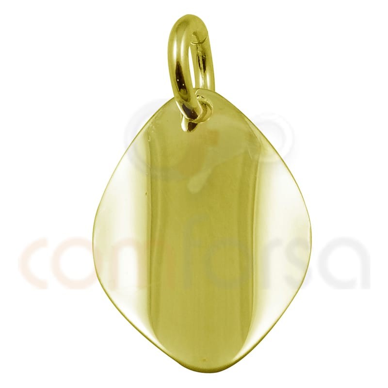 Sterling silver 925 gold plated Smooth oval rhombus pendant 10 x 14mm