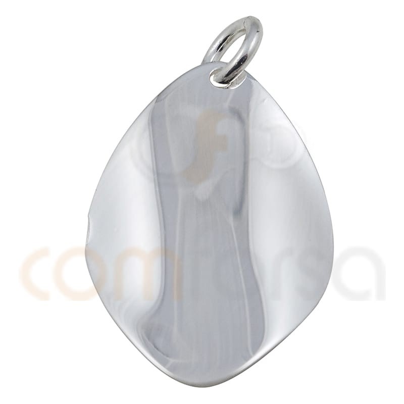 Smooth oval rhombus pendant 13 x 20mm sterling silver