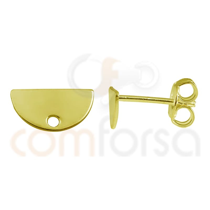 Pendiente medio círculo 11x6mm plata 925 chapada en oro