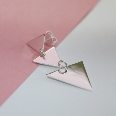 Sterling silver 925 gold-plated triangle earring 11 x 7 mm