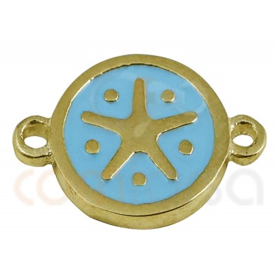 Conector redonda estrella mar esmalte 10 mm plata baño de oro