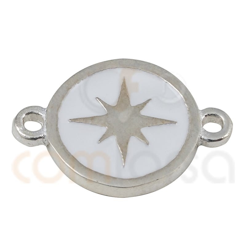 Polar star connector with enamel 10mm sterling silver 925