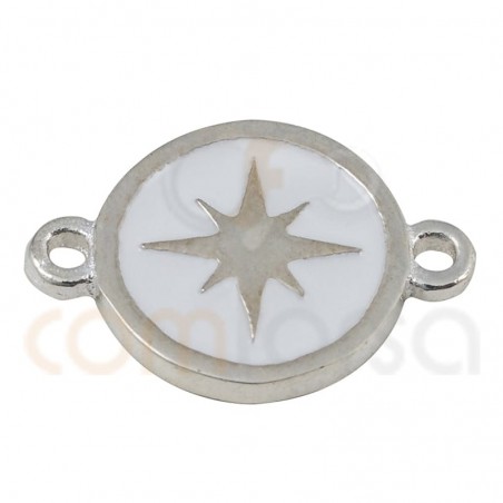 Polar star connector with enamel 10mm sterling silver 925