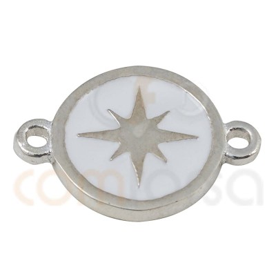 Conector redonda estrella polar con esmalte 10 mm plata baño de oro