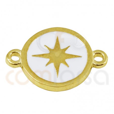 Conector redonda estrella polar con esmalte 10 mm plata baño de oro