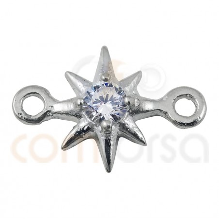 Star polar pendant zirconia 7.5mm sterling silver gold plated
