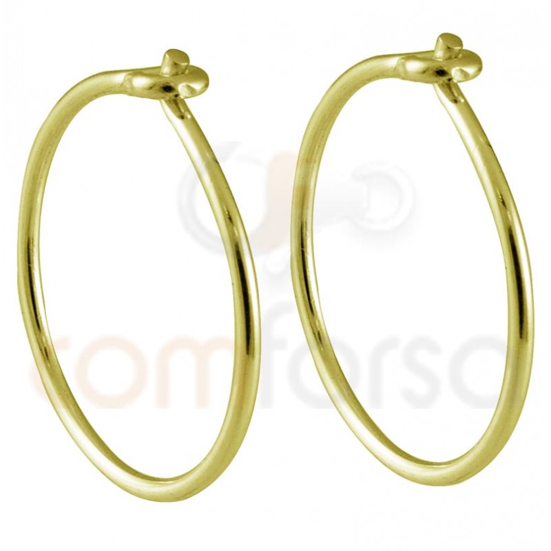 Sterling silver 925 gold-plated wire hoop earring 12mm