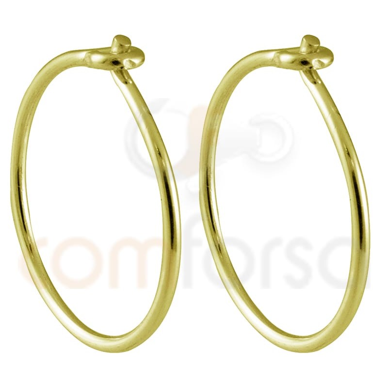 Sterling silver 925 gold-plated wire hoop earring 15 mm