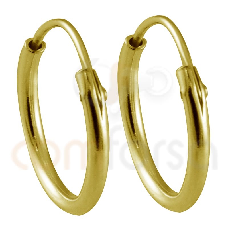 Criolla de tubo de 1.2 mm 12 mm plata 925 chapada en oro