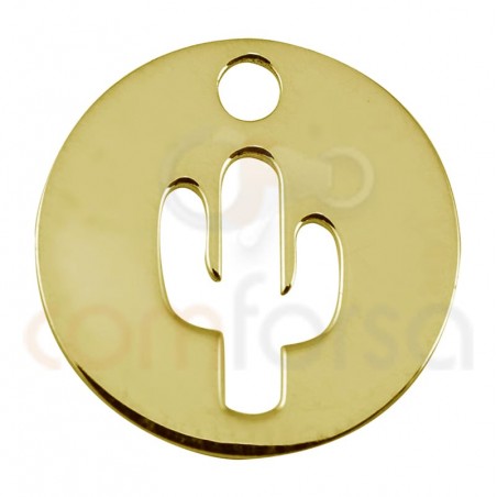 colgante calado cactus 12mm plata 925 chapada en oro
