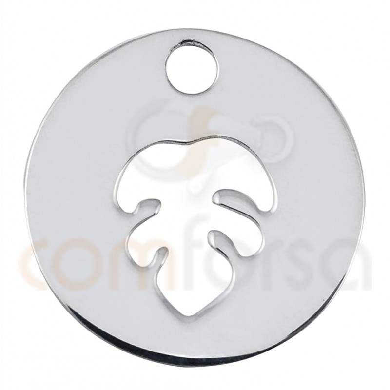 Sterling silver 925 monstera leaf cut-out pendant 12mm