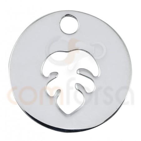 Sterling silver 925 gold-plated monstera leaf cut-out pendant 12mm