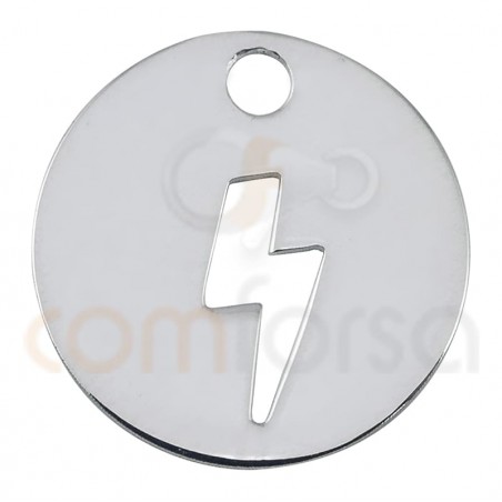 Sterling silver 925 gold-plated lightning cut-out pendant 12mm