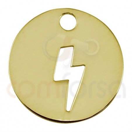 Sterling silver 925 gold-plated lightning cut-out pendant 12mm