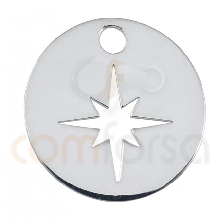 Colgante estrella polar calada 12mm plata 925 chapada en oro