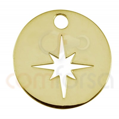 Sterling silver 925 gold plated polar star cut-out pendant 12mm