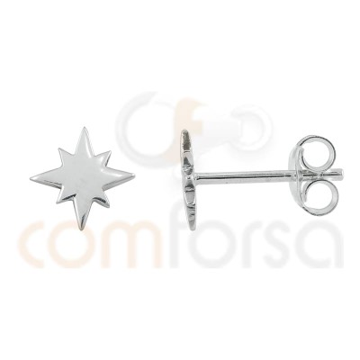 Arete estrella polar 7 mm plata baño de oro