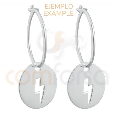 Sterling silver 925 wire hoop earring 15mm