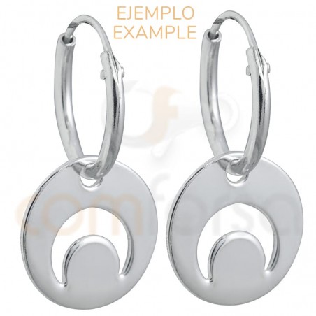 Sterling silver 925 tube hoop earring 1.2 mm 15 mm