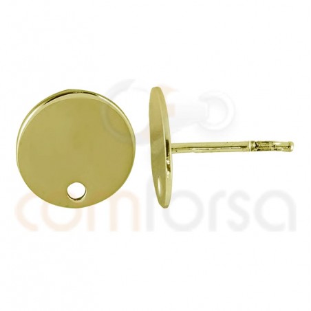 Pendiente círculo con taladro 8mm con taladro plata 925 chapada en oro