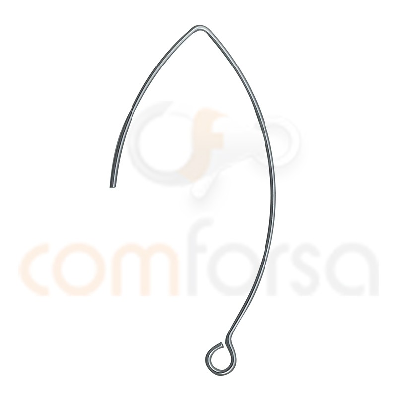 Sterling silver 925 Ear wire hook V shaped 22 x 41 mm