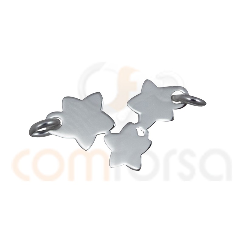 Entrepieza tres estrellas lisas 14 x 8.5 mm plata 925