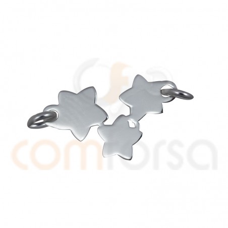 Entrepieza tres estrellas lisas 14 x 8.5 mm plata 925