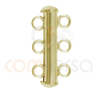 Gold plated sterling silver 925 tube clasp 3 rows