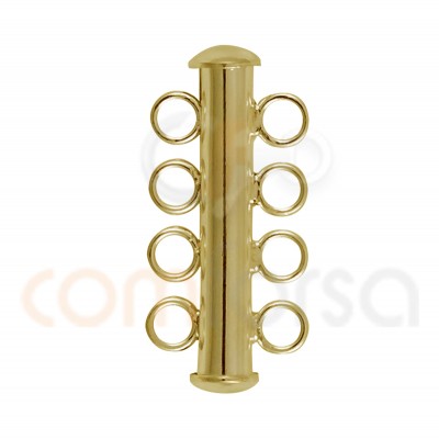 Sterling silver gold plated 925 tube clasp 4 rows