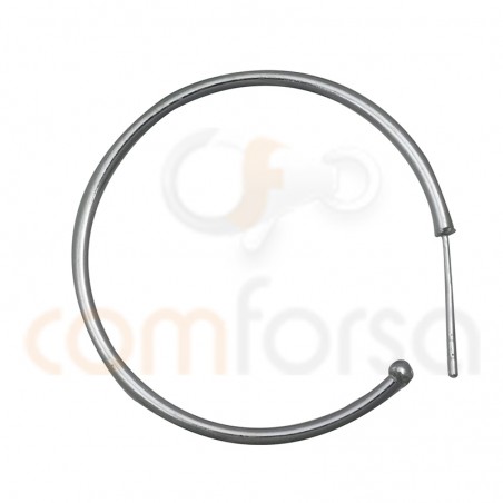 Sterling silver 925 hoop earring with catch 30 mm