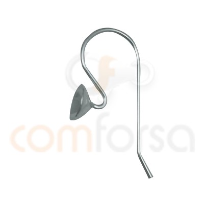 Sterling silver 925 Ear hook with cap 9 x 23 mm