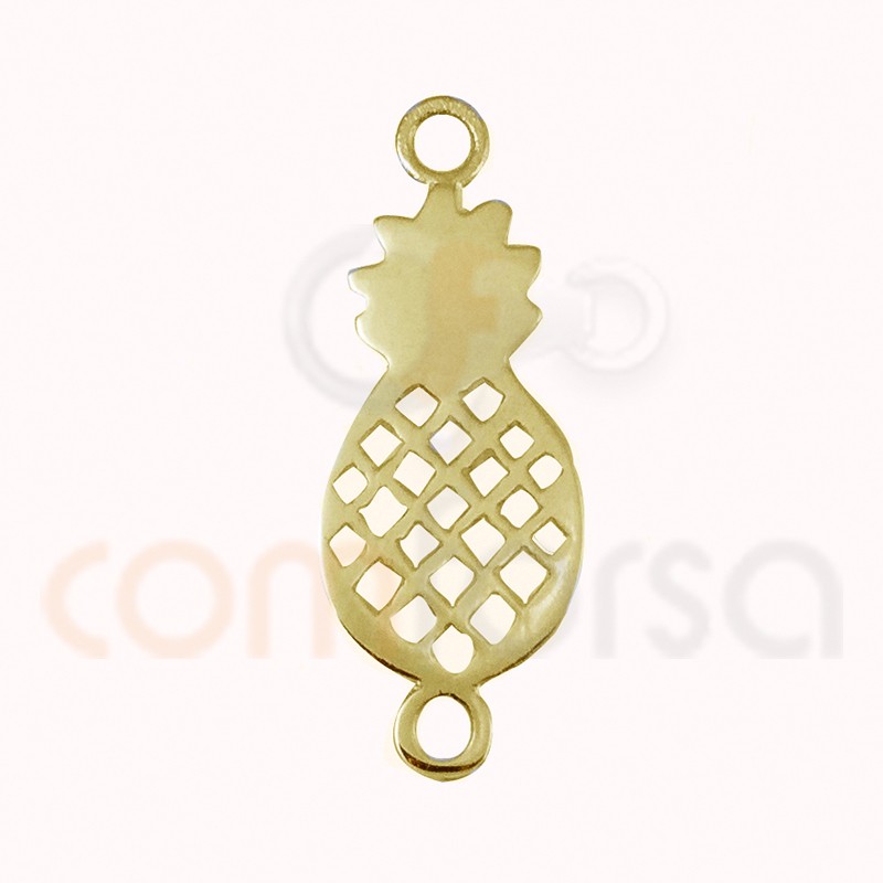 Gold plated sterling silver pineapple connector 19 x 10 mm