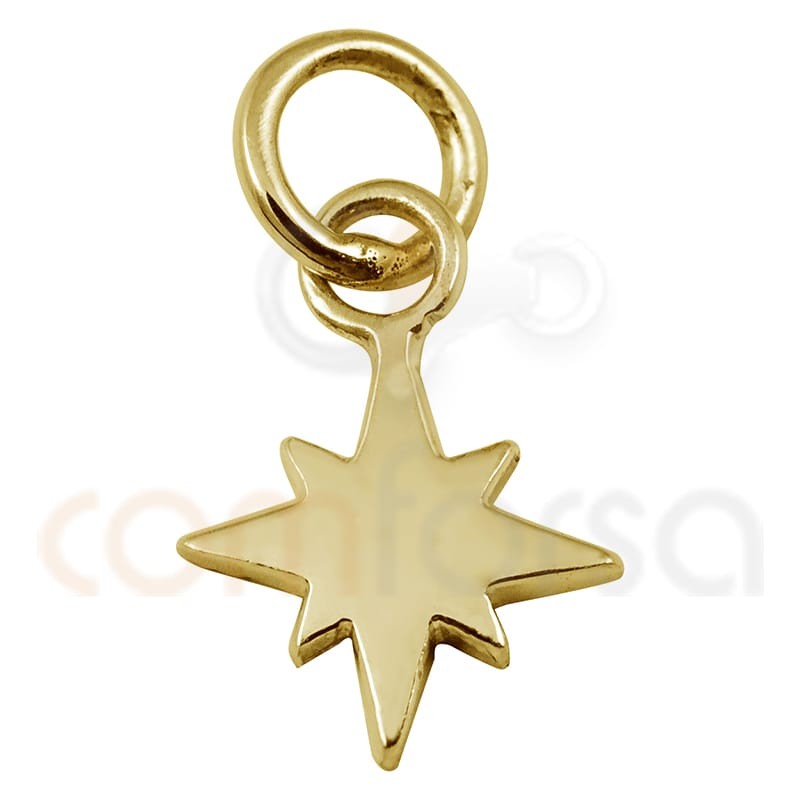 Sterling silver 925 gold-plated smooth polar star charm 7 mm