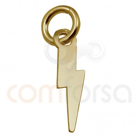 Sterling silver 925 gold-plated Lightning charm 3 x 10 mm