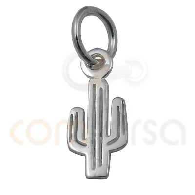 Mini cactus charm 5.6 x 12 mm sterling silver 925