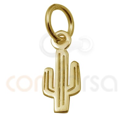 Sterling silver 925 gold plated Mini cactus charm 5.6 x 12 mm