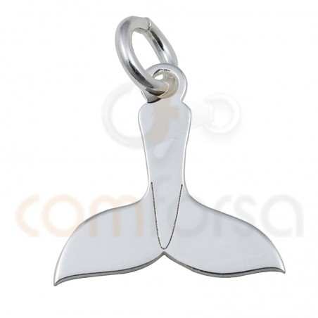 Whale tail charm 12 mm sterling silver 925