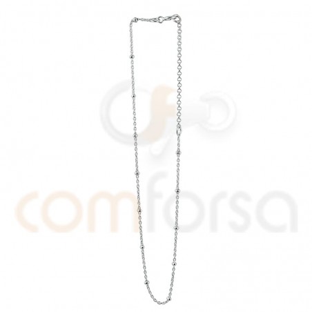 Tobillera bolitas 21.5cm + 4.5cm plata chapada en oro