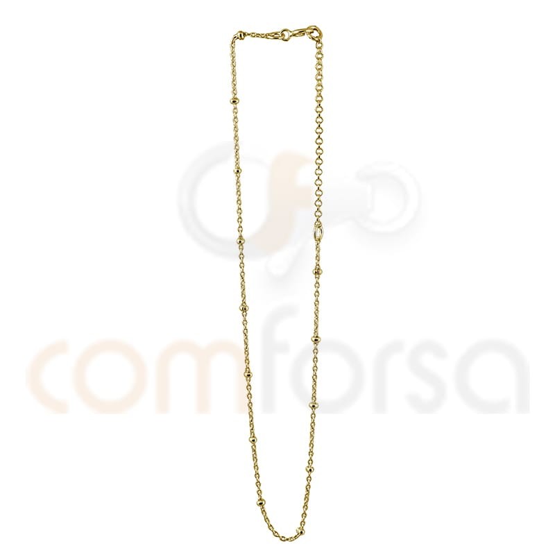 Tobillera bolitas 21.5cm + 4.5cm plata chapada en oro