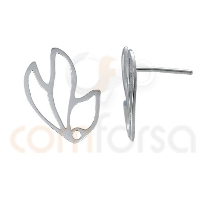 Fornitura Arete flor calada 18 x 23 mm plata baño de oro