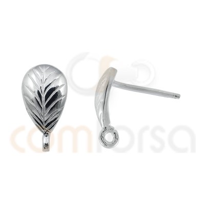 Sterling silver 925 leaf fittings for earrings 8 x 5 mm