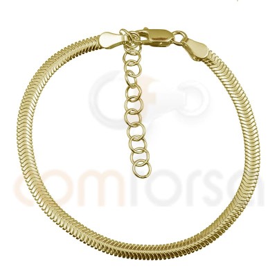 Gold plated sterling silver snake bracelet 15+3 cm